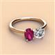 3 - Tanya Oval Shape Rhodolite Garnet & Cushion Shape Forever One Moissanite 2 Stone Duo Ring 