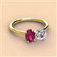 3 - Tanya Oval Shape Rhodolite Garnet & Cushion Shape GIA Certified Diamond 2 Stone Duo Ring 