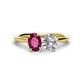 1 - Tanya Oval Shape Rhodolite Garnet & Cushion Shape IGI Certified Lab Grown Diamond 2 Stone Duo Ring 