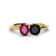 1 - Tanya Oval Shape Rhodolite Garnet & Cushion Shape Black Onyx 2 Stone Duo Ring 