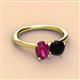 3 - Tanya Oval Shape Rhodolite Garnet & Cushion Shape Black Onyx 2 Stone Duo Ring 