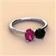 3 - Tanya Oval Shape Rhodolite Garnet & Cushion Shape Black Onyx 2 Stone Duo Ring 