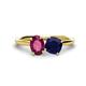 1 - Tanya Oval Shape Rhodolite Garnet & Cushion Shape Blue Sapphire 2 Stone Duo Ring 