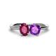 1 - Tanya Oval Shape Rhodolite Garnet & Cushion Shape Amethyst 2 Stone Duo Ring 