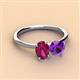 3 - Tanya Oval Shape Rhodolite Garnet & Cushion Shape Amethyst 2 Stone Duo Ring 