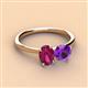 3 - Tanya Oval Shape Rhodolite Garnet & Cushion Shape Amethyst 2 Stone Duo Ring 