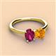 3 - Tanya Oval Shape Rhodolite Garnet & Cushion Shape Citrine 2 Stone Duo Ring 