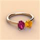 3 - Tanya Oval Shape Rhodolite Garnet & Cushion Shape Citrine 2 Stone Duo Ring 