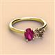 3 - Tanya Oval Shape Rhodolite Garnet & Cushion Shape Smoky Quartz 2 Stone Duo Ring 