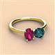 3 - Tanya Oval Shape Rhodolite Garnet & Cushion Shape London Blue Topaz 2 Stone Duo Ring 
