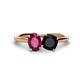1 - Tanya Oval Shape Rhodolite Garnet & Cushion Shape Black Onyx 2 Stone Duo Ring 