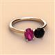 3 - Tanya Oval Shape Rhodolite Garnet & Cushion Shape Black Onyx 2 Stone Duo Ring 