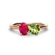 1 - Tanya Oval Shape Ruby & Cushion Shape Peridot 2 Stone Duo Ring 