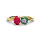 1 - Tanya Oval Shape Ruby & Cushion Shape Lab Created Alexandrite 2 Stone Duo Ring 