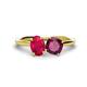 1 - Tanya Oval Shape Ruby & Cushion Shape Rhodolite Garnet 2 Stone Duo Ring 