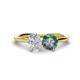 1 - Tanya Oval Shape White Sapphire & Cushion Shape Lab Created Alexandrite 2 Stone Duo Ring 