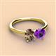 3 - Tanya Oval Shape Smoky Quartz & Cushion Shape Amethyst 2 Stone Duo Ring 