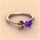 3 - Tanya Oval Shape Smoky Quartz & Cushion Shape Amethyst 2 Stone Duo Ring 