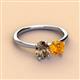 3 - Tanya Oval Shape Smoky Quartz & Cushion Shape Citrine 2 Stone Duo Ring 