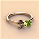 3 - Tanya Oval Shape Smoky Quartz & Cushion Shape Peridot 2 Stone Duo Ring 