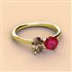 3 - Tanya Oval Shape Smoky Quartz & Cushion Shape Ruby 2 Stone Duo Ring 
