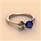 3 - Tanya Oval Shape Smoky Quartz & Cushion Shape Blue Sapphire 2 Stone Duo Ring 