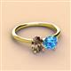 3 - Tanya Oval Shape Smoky Quartz & Cushion Shape Blue Topaz 2 Stone Duo Ring 