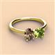 3 - Tanya Oval Shape Smoky Quartz & Cushion Shape Peridot 2 Stone Duo Ring 