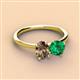 3 - Tanya Oval Shape Smoky Quartz & Cushion Shape Emerald 2 Stone Duo Ring 