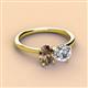 3 - Tanya Oval Shape Smoky Quartz & Cushion Shape Forever Brilliant Moissanite 2 Stone Duo Ring 