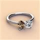 3 - Tanya Oval Shape Smoky Quartz & Cushion Shape Forever One Moissanite 2 Stone Duo Ring 