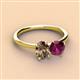 3 - Tanya Oval Shape Smoky Quartz & Cushion Shape Rhodolite Garnet 2 Stone Duo Ring 