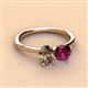 3 - Tanya Oval Shape Smoky Quartz & Cushion Shape Rhodolite Garnet 2 Stone Duo Ring 