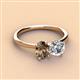 3 - Tanya Oval Shape Smoky Quartz & Cushion Shape IGI Certified Lab Grown Diamond 2 Stone Duo Ring 