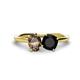 1 - Tanya Oval Shape Smoky Quartz & Cushion Shape Black Onyx 2 Stone Duo Ring 