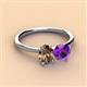 3 - Tanya Oval Shape Smoky Quartz & Cushion Shape Amethyst 2 Stone Duo Ring 