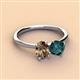 3 - Tanya Oval Shape Smoky Quartz & Cushion Shape London Blue Topaz 2 Stone Duo Ring 