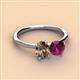 3 - Tanya Oval Shape Smoky Quartz & Cushion Shape Rhodolite Garnet 2 Stone Duo Ring 