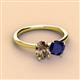 3 - Tanya Oval Shape Smoky Quartz & Cushion Shape Blue Sapphire 2 Stone Duo Ring 