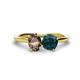 1 - Tanya Oval Shape Smoky Quartz & Cushion Shape London Blue Topaz 2 Stone Duo Ring 