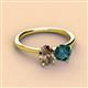 3 - Tanya Oval Shape Smoky Quartz & Cushion Shape London Blue Topaz 2 Stone Duo Ring 