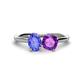 1 - Tanya Oval Shape Tanzanite & Cushion Shape Amethyst 2 Stone Duo Ring 