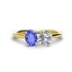 1 - Tanya Oval Shape Tanzanite & Cushion Shape Forever One Moissanite 2 Stone Duo Ring 