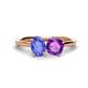 1 - Tanya Oval Shape Tanzanite & Cushion Shape Amethyst 2 Stone Duo Ring 