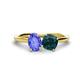 1 - Tanya Oval Shape Tanzanite & Cushion Shape London Blue Topaz 2 Stone Duo Ring 