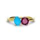 1 - Tanya Oval Shape Turquoise & Cushion Shape Rhodolite Garnet 2 Stone Duo Ring 