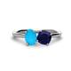 1 - Tanya Oval Shape Turquoise & Cushion Shape Blue Sapphire 2 Stone Duo Ring 