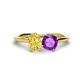 1 - Tanya Oval Shape Yellow Sapphire & Cushion Shape Amethyst 2 Stone Duo Ring 
