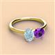 3 - Tanya Oval Shape Aquamarine & Cushion Shape Amethyst 2 Stone Duo Ring 