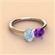 3 - Tanya Oval Shape Aquamarine & Cushion Shape Amethyst 2 Stone Duo Ring 